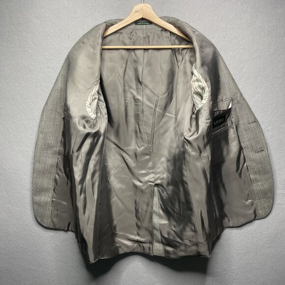 Lauren Ralph Lauren Mens Blazer Jacket Plaid Gray Wool & Silk Blend 42R - Picture 6 of 8